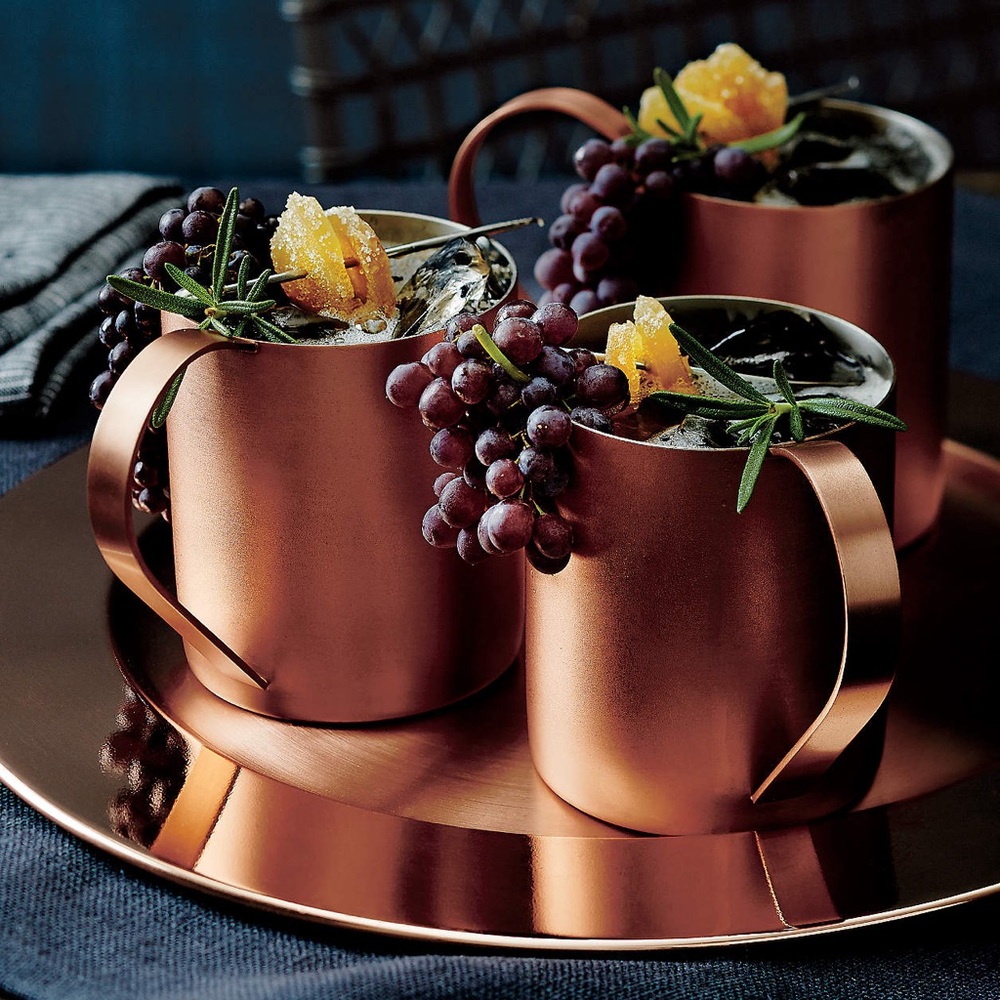 Crate and Barrel Moscow Mule 16-Oz. Mug in Copper (set of 4)
